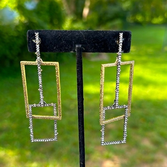 New without Tags ALEXIS BITTAR Encrusted Brutalist Link Earrings - Picture 2 of 6